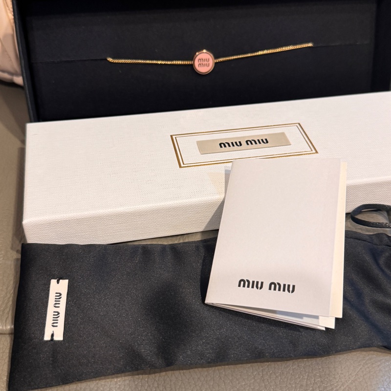 miu miu 搪瓷金屬手鏈 手鏈手環 維也納購入 保卡合作防塵袋全配-0