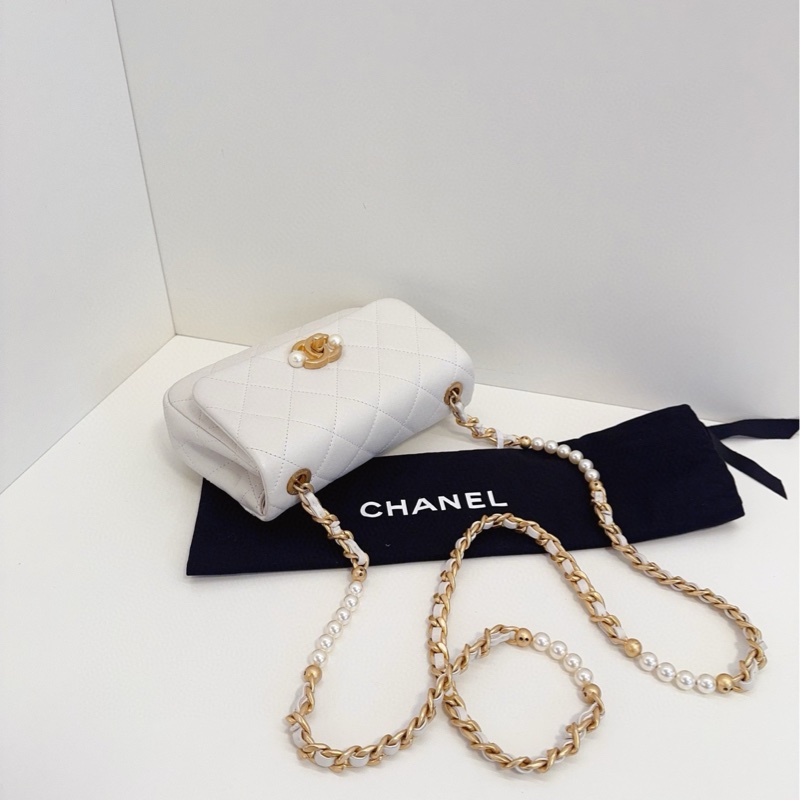 Chanel 22C 珍珠鏈條 mini cf 牛皮-4