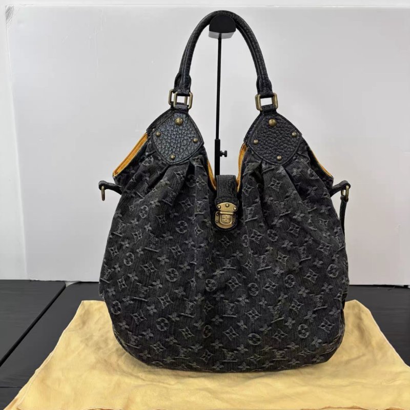 LV 黑色牛仔hobo托特包 40*26*18 98新配件塵袋-0