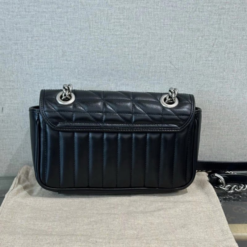 GUCCI 黑銀Marmont馬蒙22肩背斜背鏈條包 21*14*6 98新配件塵袋-5