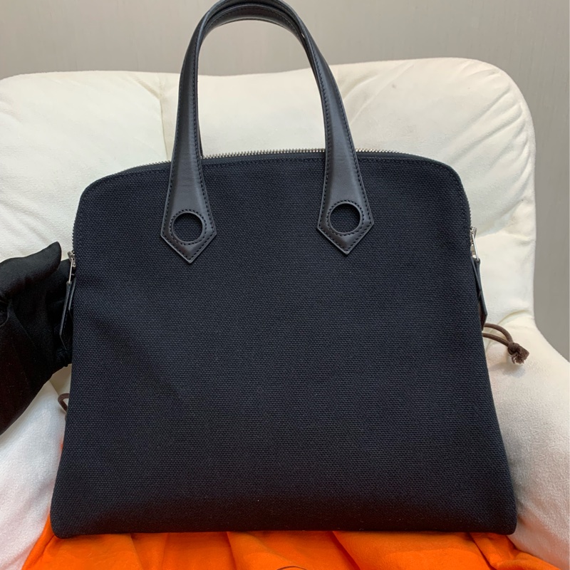 Hermes 愛馬士 黑色 布面手拎袋 XB519-0