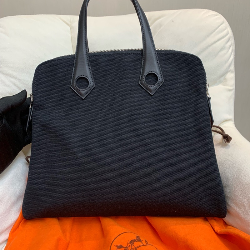 Hermes 愛馬士 黑色 布面手拎袋 XB519-10