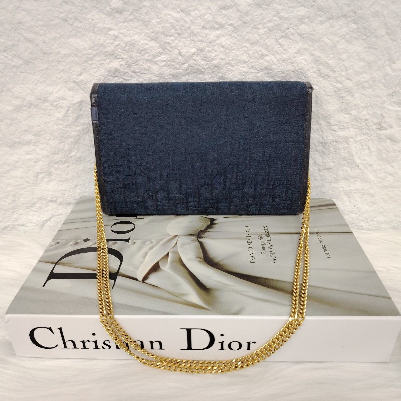 Dior 迪奧 藍色 中古老花鏈條包-1