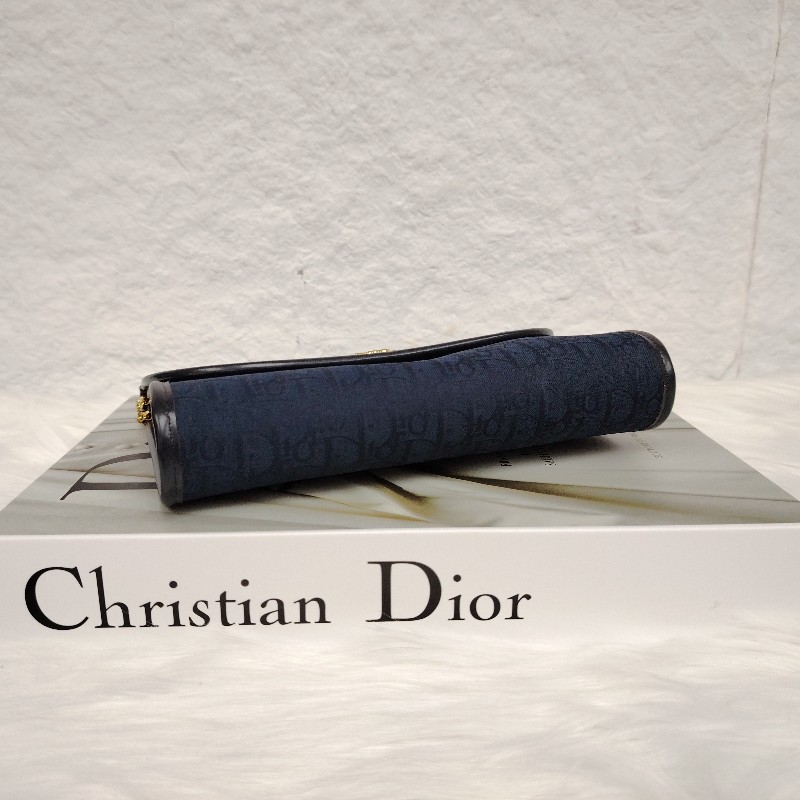 Dior 迪奧 藍色 中古老花鏈條包-4