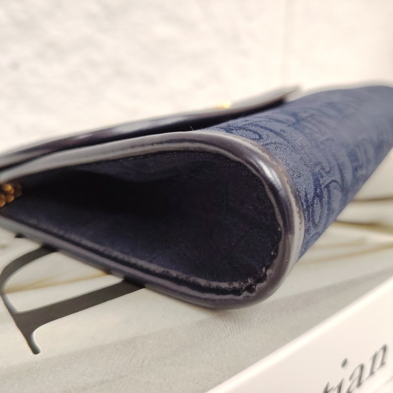 Dior 迪奧 藍色 中古老花鏈條包-5