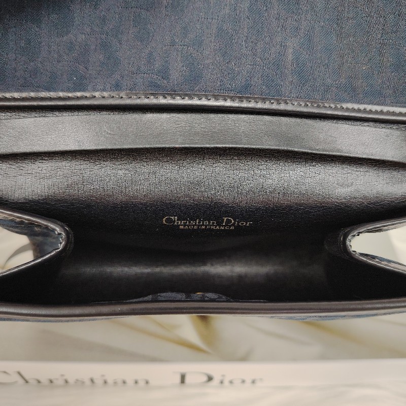 Dior 迪奧 藍色 中古老花鏈條包-7