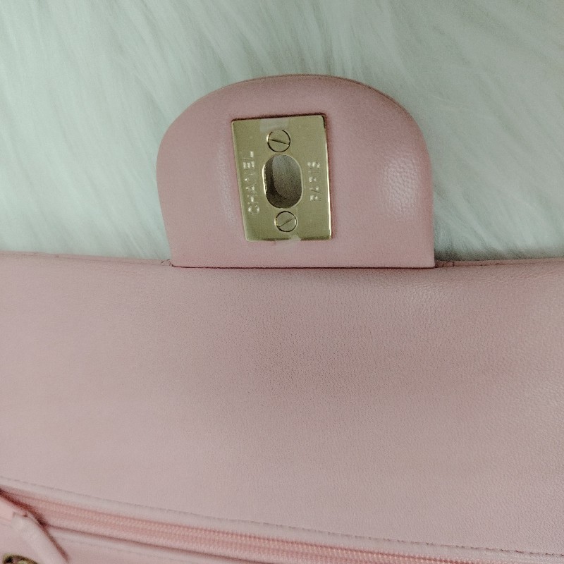 Chanel 香奈兒 CF25 粉色金扣 羊皮 31開-7