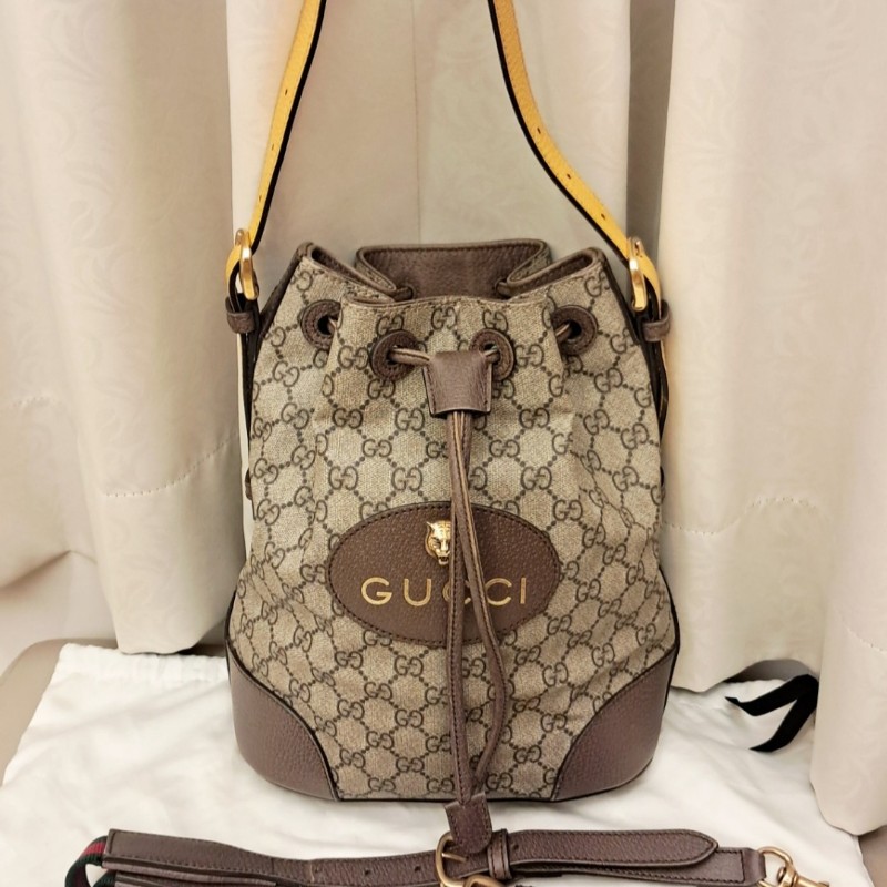 Gucci虎頭紅綠織帶束口肩背手提後背3用包-0