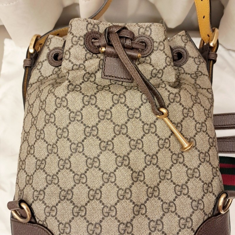 Gucci虎頭紅綠織帶束口肩背手提後背3用包-3