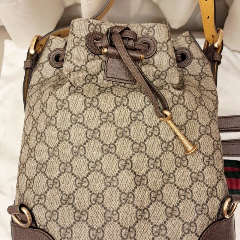 Gucci虎頭紅綠織帶束口肩背手提後背3用包-6