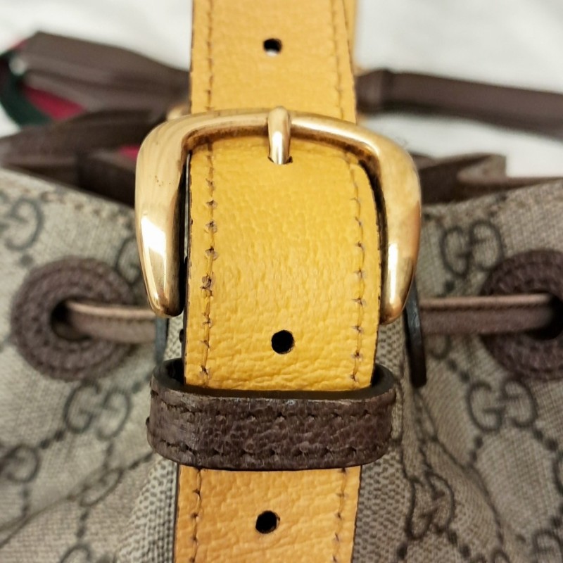 Gucci虎頭紅綠織帶束口肩背手提後背3用包-18