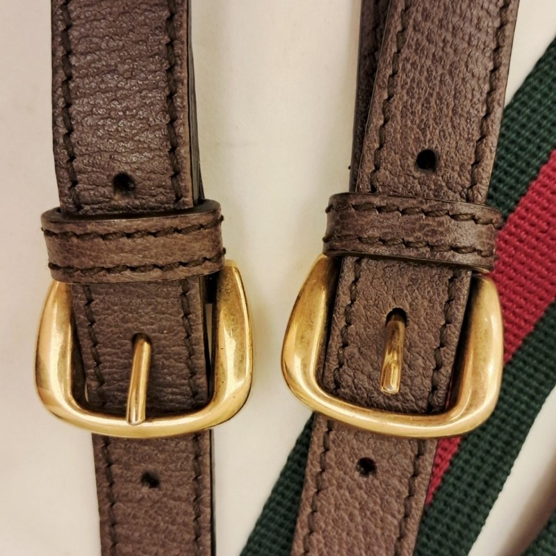 Gucci虎頭紅綠織帶束口肩背手提後背3用包-22