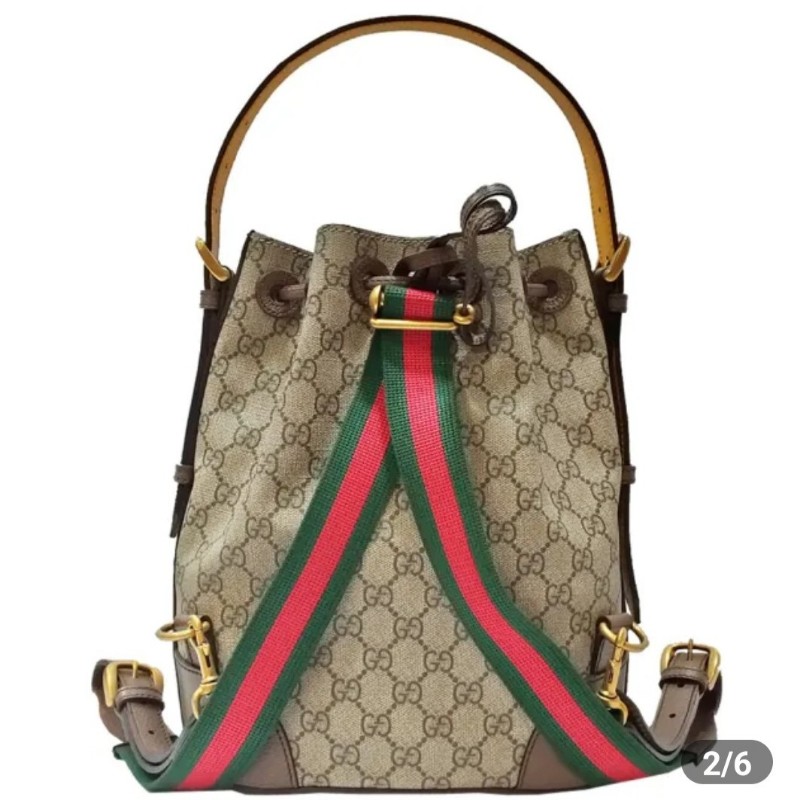Gucci虎頭紅綠織帶束口肩背手提後背3用包-28