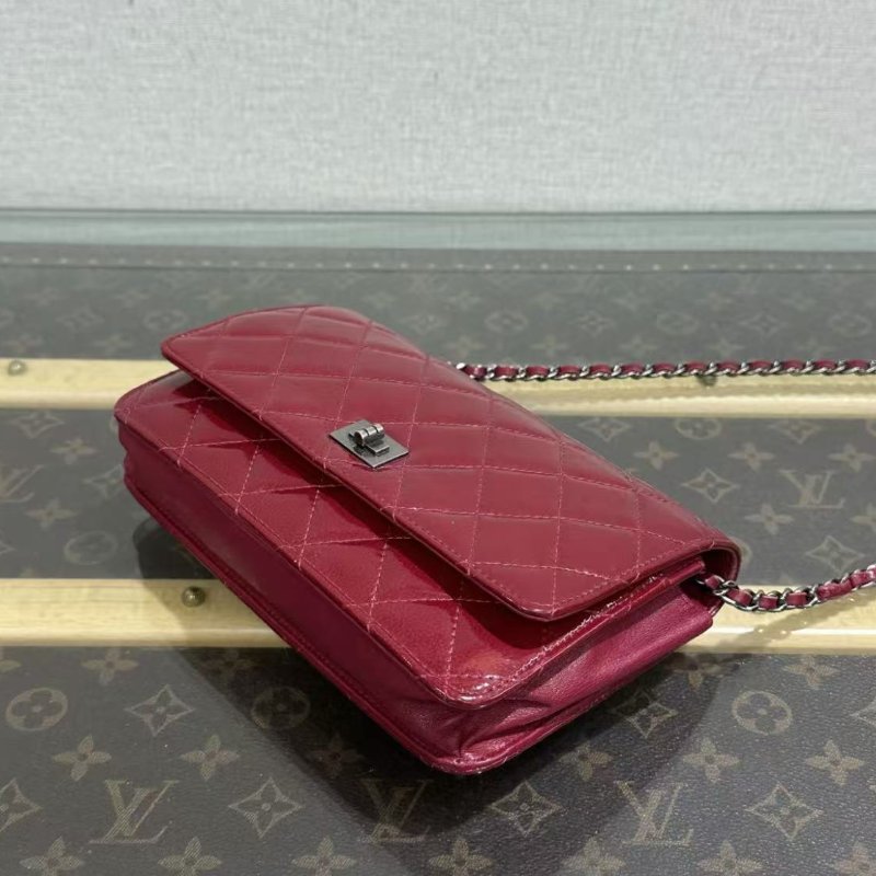 ✨CHANEL 紅銀2.55扣漆皮woc鍊條包19*12*4 98新配件塵袋-1