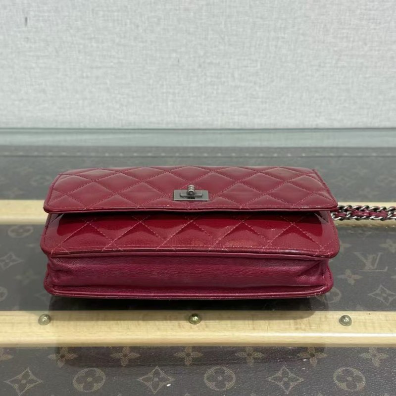 ✨CHANEL 紅銀2.55扣漆皮woc鍊條包19*12*4 98新配件塵袋-2