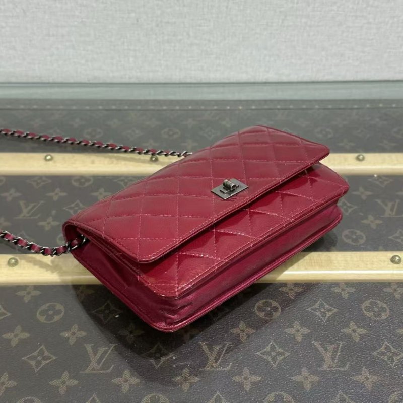 ✨CHANEL 紅銀2.55扣漆皮woc鍊條包19*12*4 98新配件塵袋-3