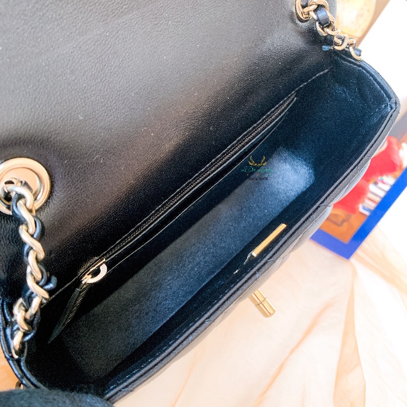 【 全新未使用 】CHANEL 香奈兒 AS5219 晶片版 黑色 金釦 羊皮 菱格紋 新版 Mini Coco 18公分 口蓋包 鏈條包-6