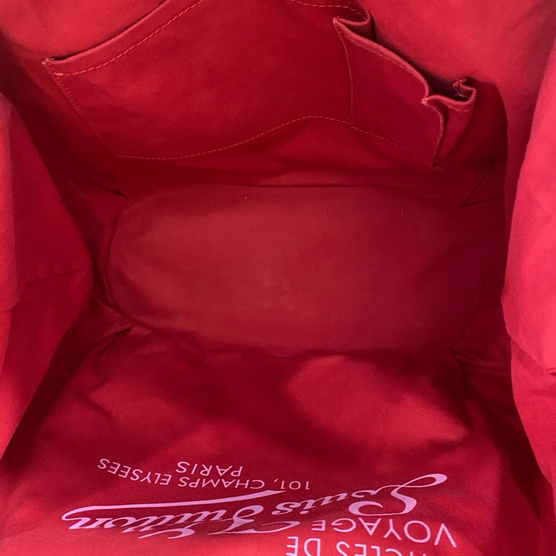 LV路易威登限定丹寧帆布子母沙灘包托特購物袋 櫻花粉拼紅-5