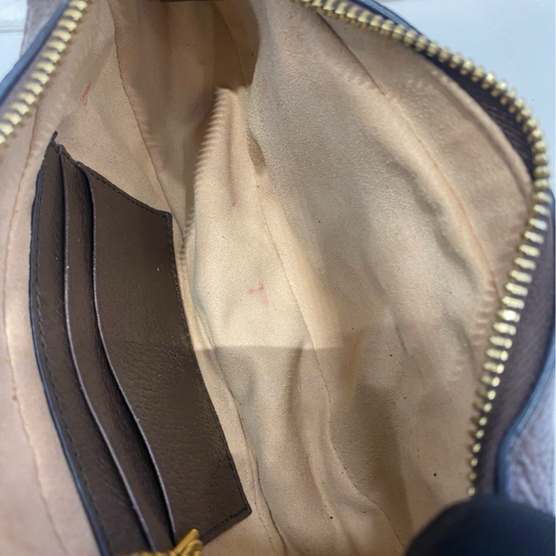 Gucci/古馳Ophidia mini新款老花Logo裝飾月牙包豌豆包烏木/ 棕拼色-5