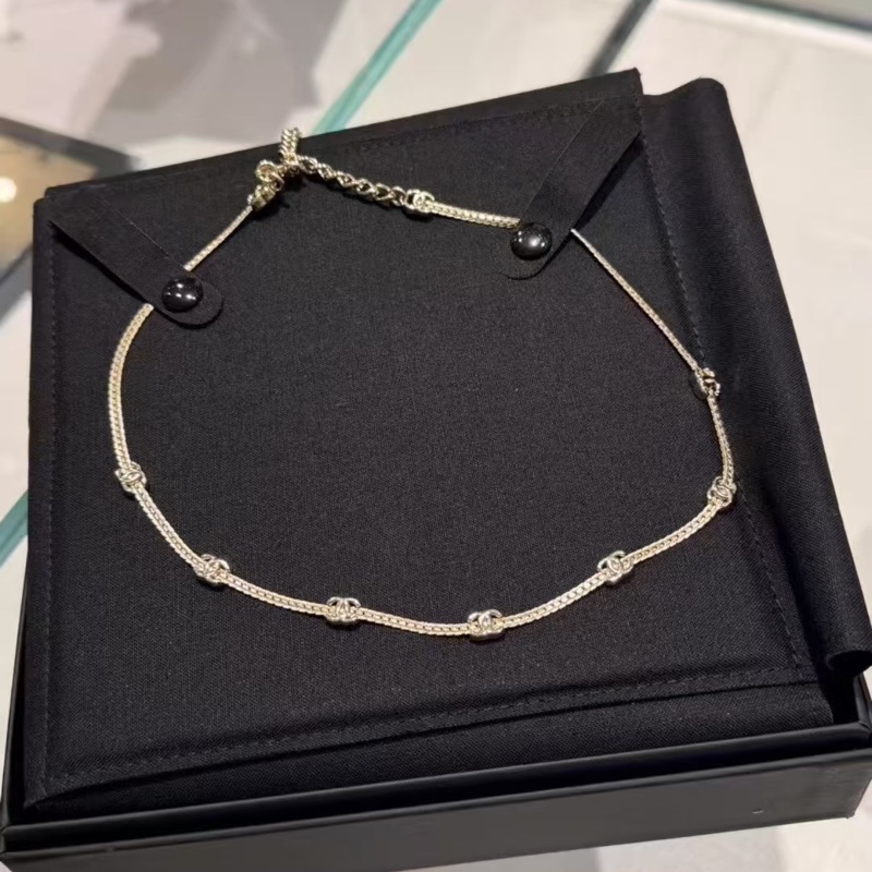 Chanel 七花 項鍊 淡金色-1