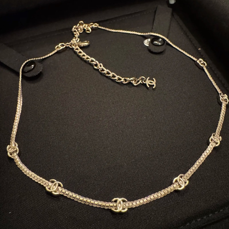 Chanel 七花 項鍊 淡金色-3