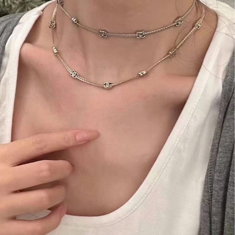 Chanel 七花 項鍊 淡金色-4