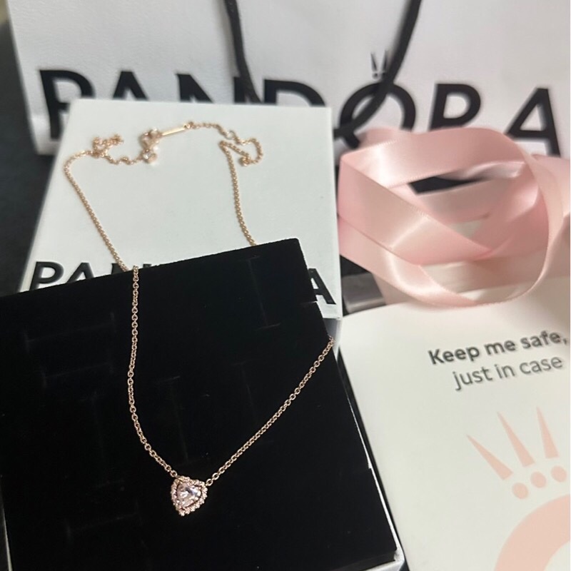 Pandora全新璀璨之心短項鍊 鍍玫瑰金-0