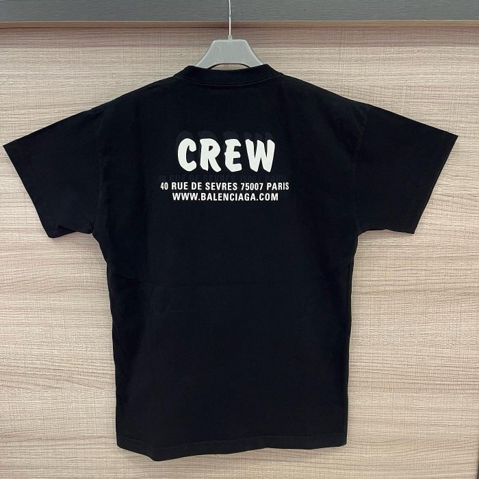 BALENCIAGA 巴黎世家 黑色拼白字紋短T-1