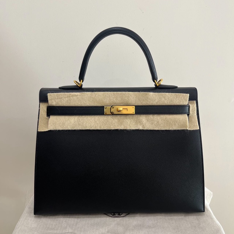 Hermes Kelly 35 黑金 epsom 外缝-1