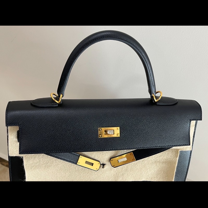 Hermes Kelly 35 黑金 epsom 外缝-15