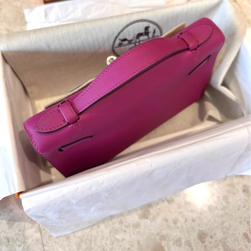 愛馬仕 minikelly 一代 L3玫瑰紫 Swift 銀扣 C刻，全新全套，-4