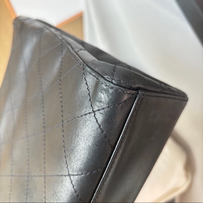 老香上線🤩Chanel黑金菱格中古款黑金kelly包手提單肩包-13