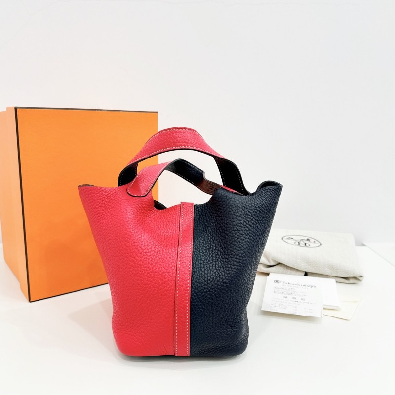 Hermès愛馬仕 Picotin菜籃子18 極致粉拼午夜藍銀扣Y刻-0