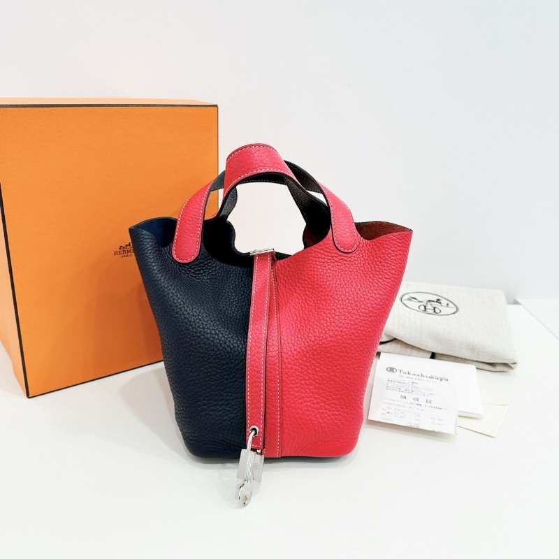 Hermès愛馬仕 Picotin菜籃子18 極致粉拼午夜藍銀扣Y刻-1