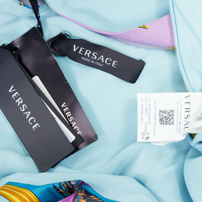 rare VERSACE 2021 Runway Tresor de la Mer blue starfish flounce flutter skirt IT40 S-7