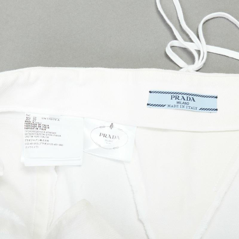 PRADA 2021 white cotton denim tapered dart lace up back skirt IT44 L-7
