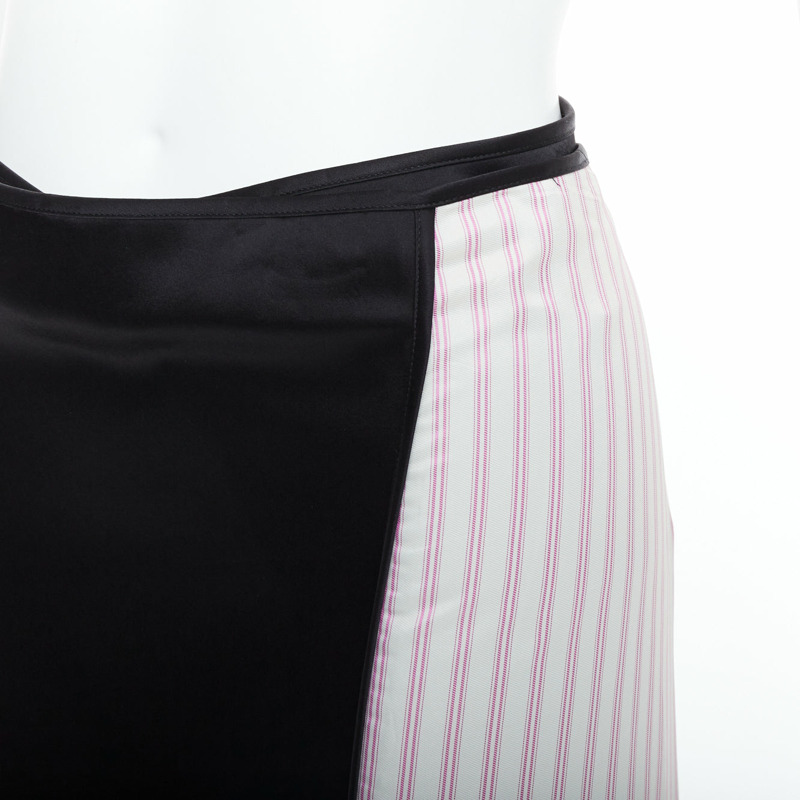 ALEXANDER WANG T black pink cream pinstripe wrap skirt US0 XS-1
