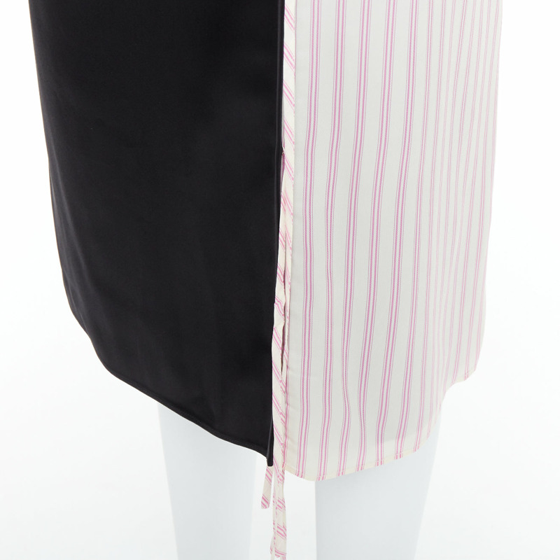 ALEXANDER WANG T black pink cream pinstripe wrap skirt US0 XS-6