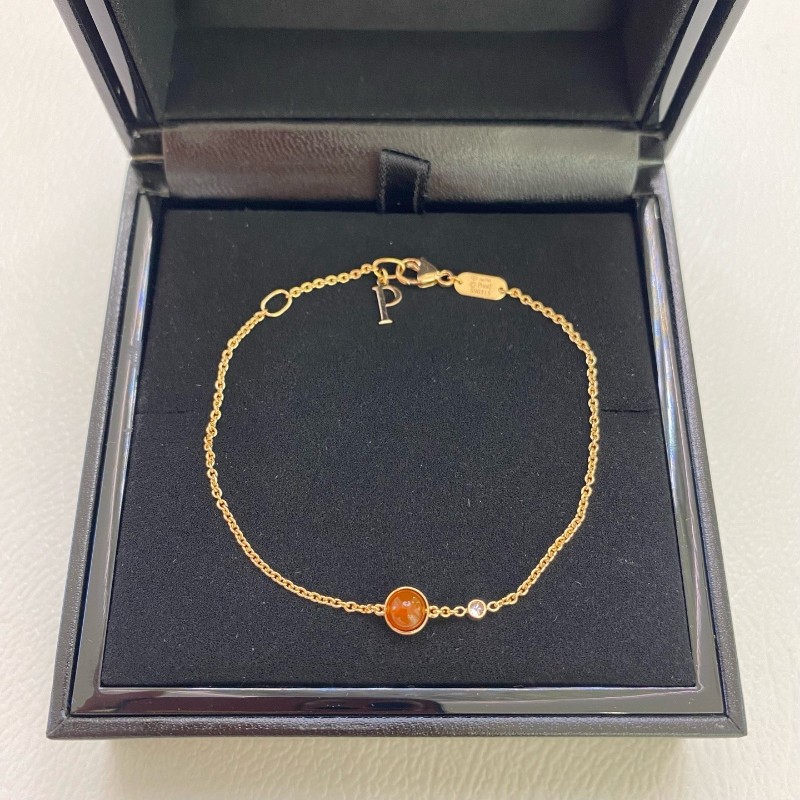 PIAGET/伯爵時來運轉系列18k玫瑰金紅玉髓單鑽手鏈-0