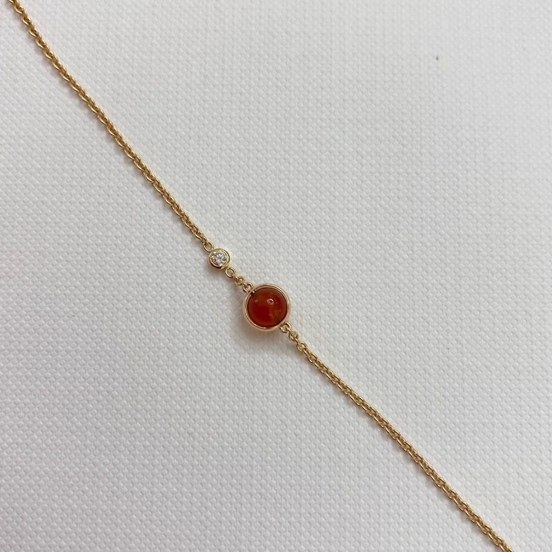 PIAGET/伯爵時來運轉系列18k玫瑰金紅玉髓單鑽手鏈-1