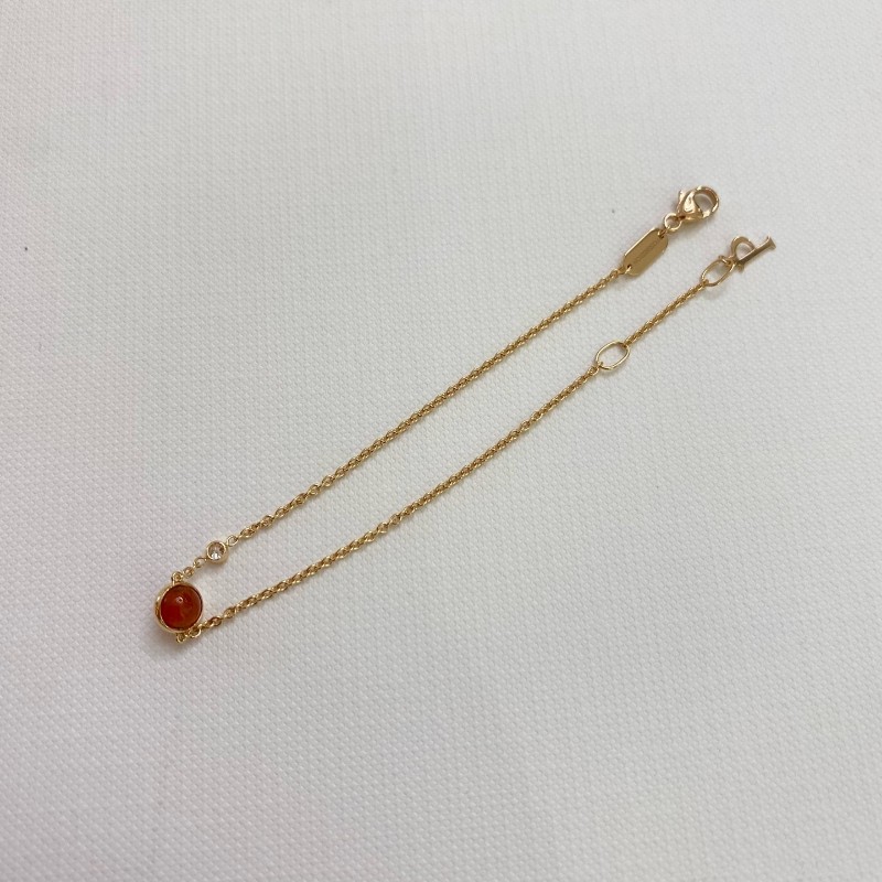 PIAGET/伯爵時來運轉系列18k玫瑰金紅玉髓單鑽手鏈-3