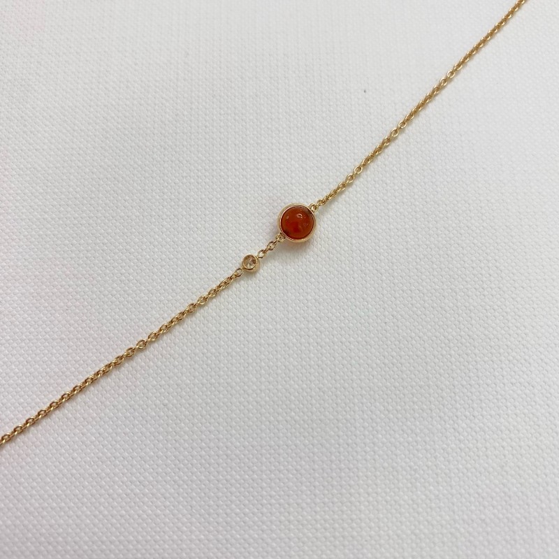 PIAGET/伯爵時來運轉系列18k玫瑰金紅玉髓單鑽手鏈-4