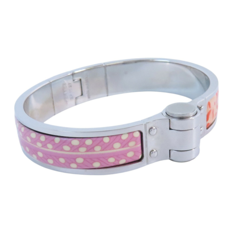 HERMES 金屬/琺瑯Hinged Bracelet銀扣手鐲-2