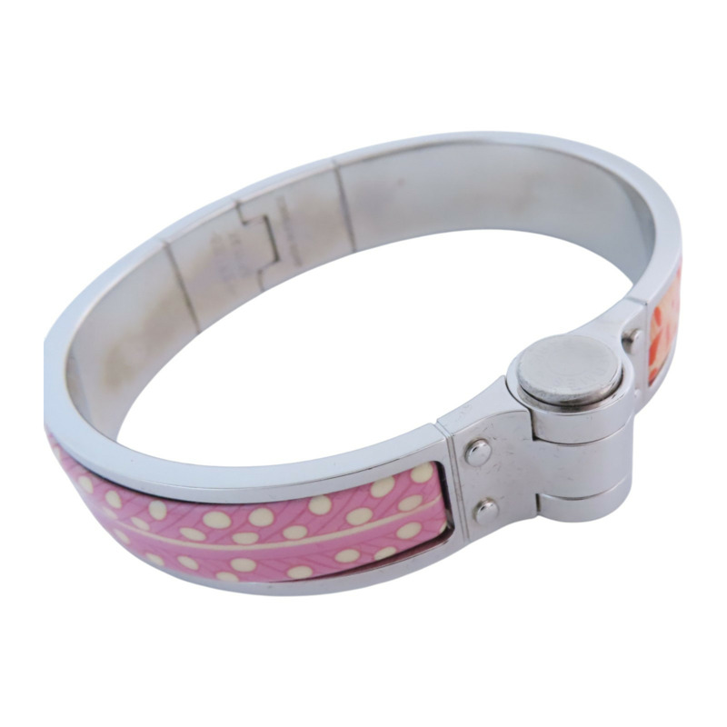 HERMES 金屬/琺瑯Hinged Bracelet銀扣手鐲-5