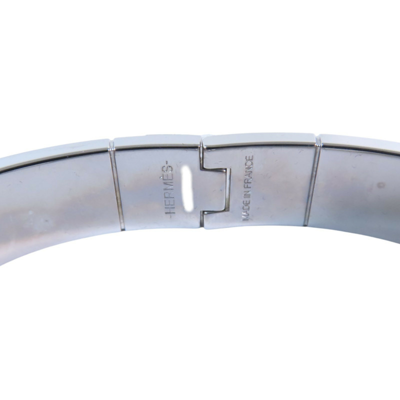 HERMES 金屬/琺瑯Hinged Bracelet銀扣手鐲-7