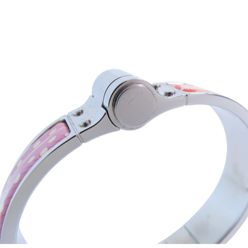 HERMES 金屬/琺瑯Hinged Bracelet銀扣手鐲-8