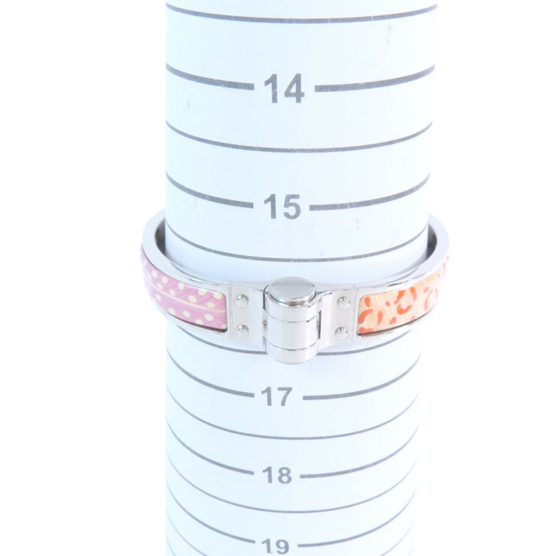 HERMES 金屬/琺瑯Hinged Bracelet銀扣手鐲-9