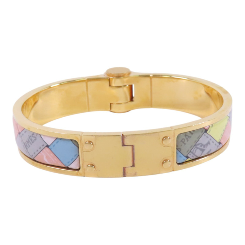 HERMES 金屬/琺瑯Hinged Bracelet金扣手鐲-3