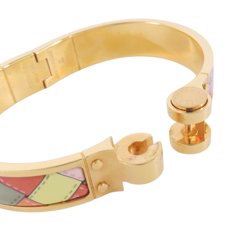 HERMES 金屬/琺瑯Hinged Bracelet金扣手鐲-7