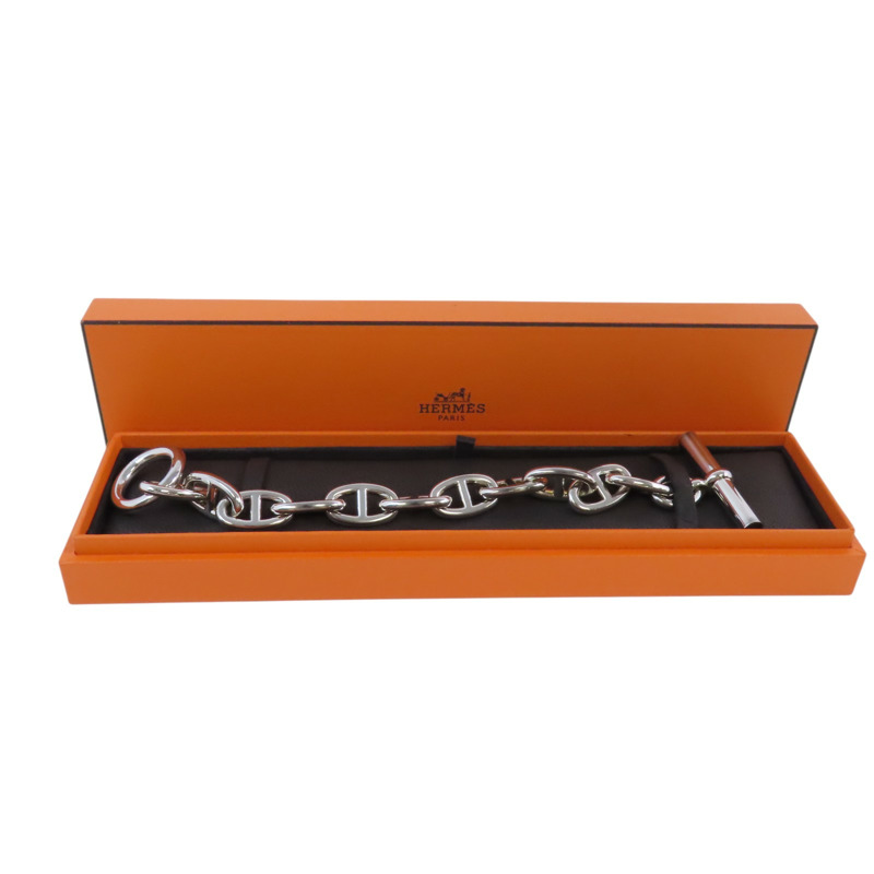HERMES 925純銀Chaine D'ancre Bracelet銀扣手鏈-10